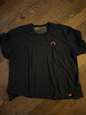 Aviator Nation Black Tee with Rainbow Chest Emblem - Men's Short Sleeve